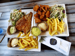 Fish and chips at the Proef Zeeland restaurant at the Neeltje Jans island