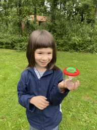 Max with a moth at the Lindenhof garden at the Zeeuwse Oase garden