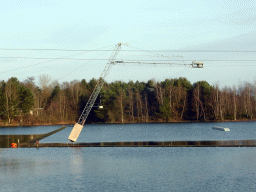 Zip line at the west side of the main lake of the Center Parcs Kempervennen holiday park