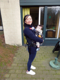 Miaomiao and Max in the garden at the back side of our holiday home at the Center Parcs Kempervennen holiday park