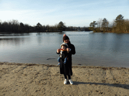 Miaomiao and Max at the east side of the beach at the Center Parcs Kempervennen holiday park