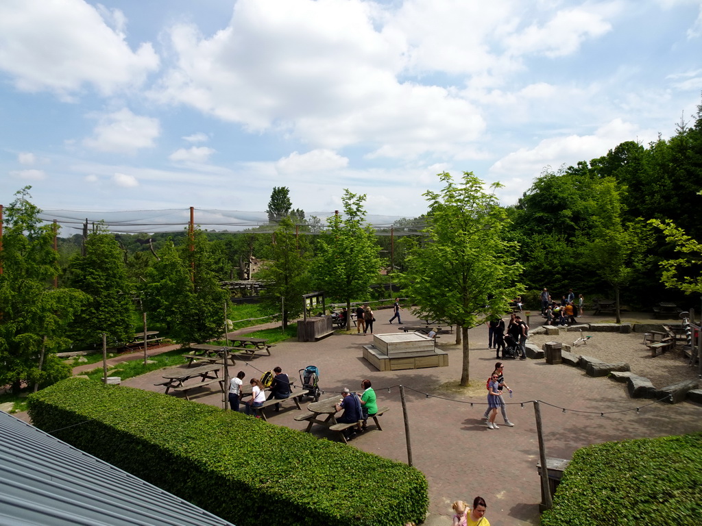 Picknick area and playground at the Taiga area at the GaiaZOO, viewed from the Sequoia café