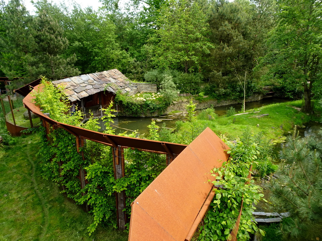 Beaver enclosure at the Taiga area at the GaiaZOO, viewed from the viewing platform