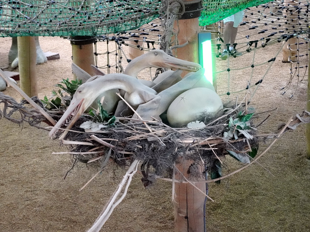 Nest with Pterosaur statues and eggs at the DinoDome at the Limburg area at the GaiaZOO