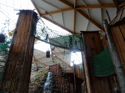 Rope bridge at the playground at the DinoDome at the Limburg area at the GaiaZOO