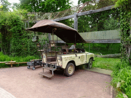 Jeep at the Lion enclosure at the Savanna area at the GaiaZOO