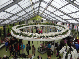 Interior of the east side of the Beatrix pavilion at the Keukenhof park, viewed from the upper floor