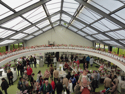 Interior of the north side of the Beatrix pavilion at the Keukenhof park, viewed from the upper floor