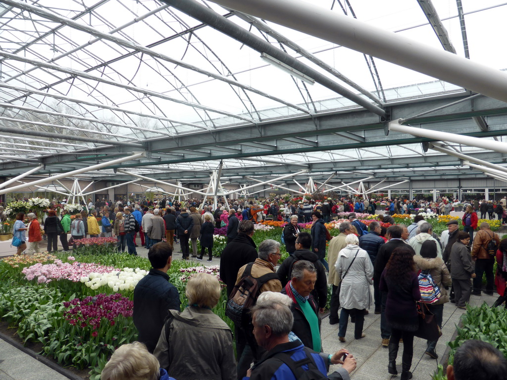 Interior of the Willem-Alexander pavilion at the Keukenhof park