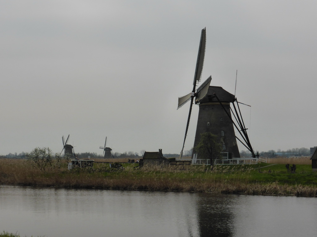 The Museum Windmill Nederwaard (Nederwaard No. 2 windmill) and two other Nederwaard windmills