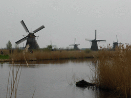 The Overwaard windmills, viewed from the bridge leading to the Museum Windmill Nederwaard