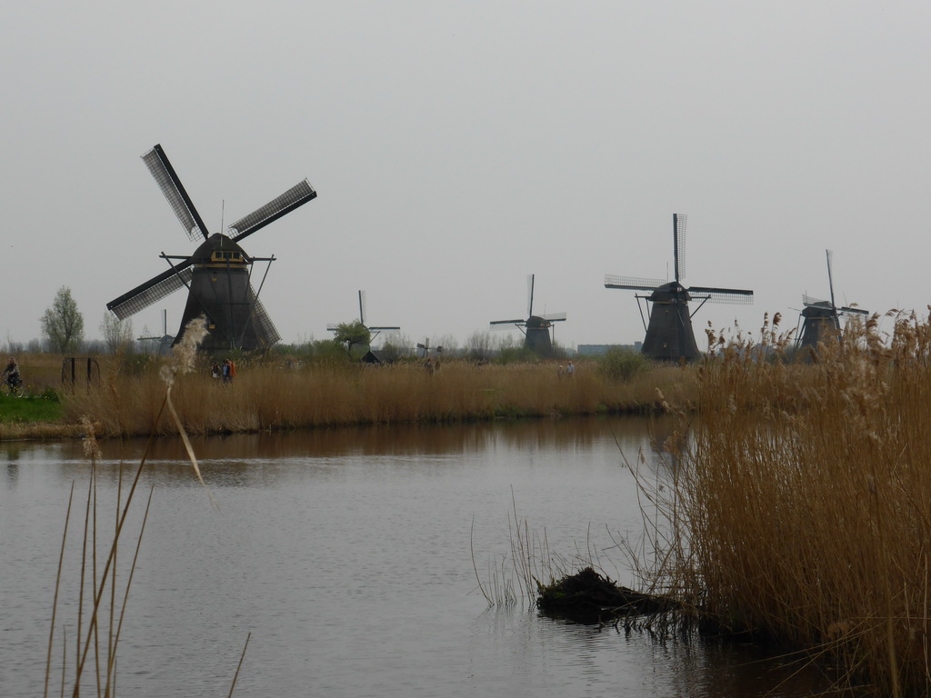 The Overwaard windmills, viewed from the bridge leading to the Museum Windmill Nederwaard