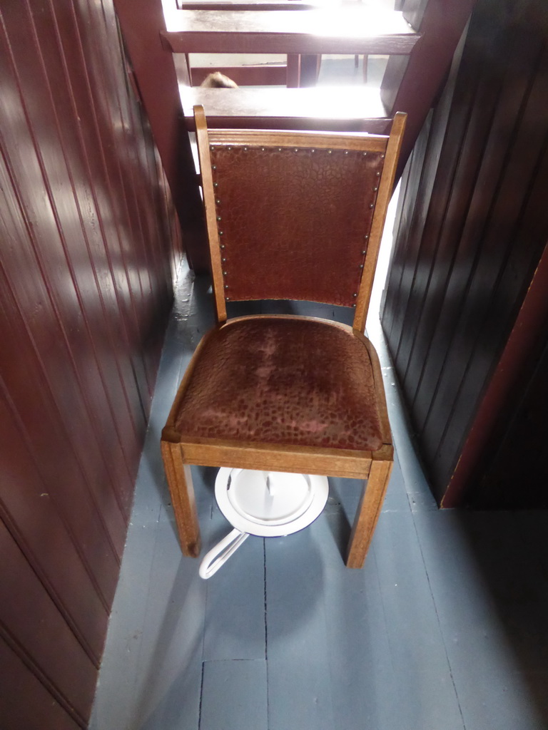 Chair and chamber pot at the middle floor of the Museum Windmill Nederwaard