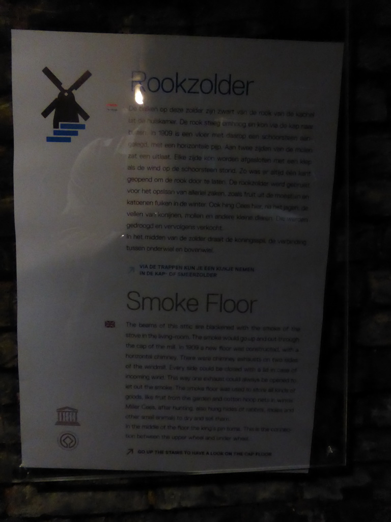 Information on the smoke floor of the Museum Windmill Nederwaard