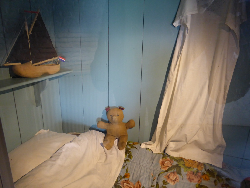 Children`s bed and toys at the under floor of the Museum Windmill Nederwaard