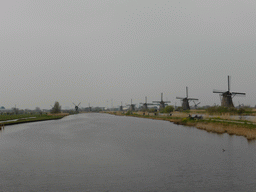 The Nederwaard and Overwaard windmills, viewed from the bridge on the southeast side