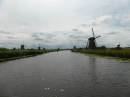 Nederwaard and Overwaard windmills, viewed from the bridge leading to the Museum Windmill Nederwaard