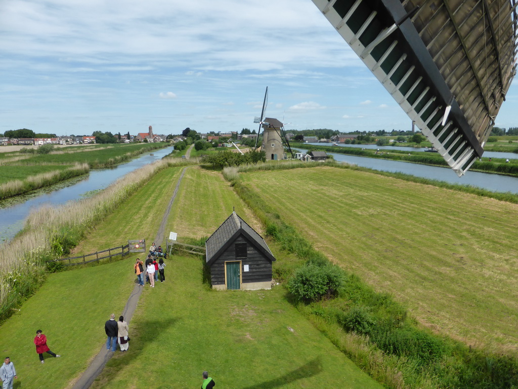 Windmill sail and the area to the north with the Nederwaard No. 1 windmill, viewed from a window at the smoke floor of the Museum Windmill Nederwaard