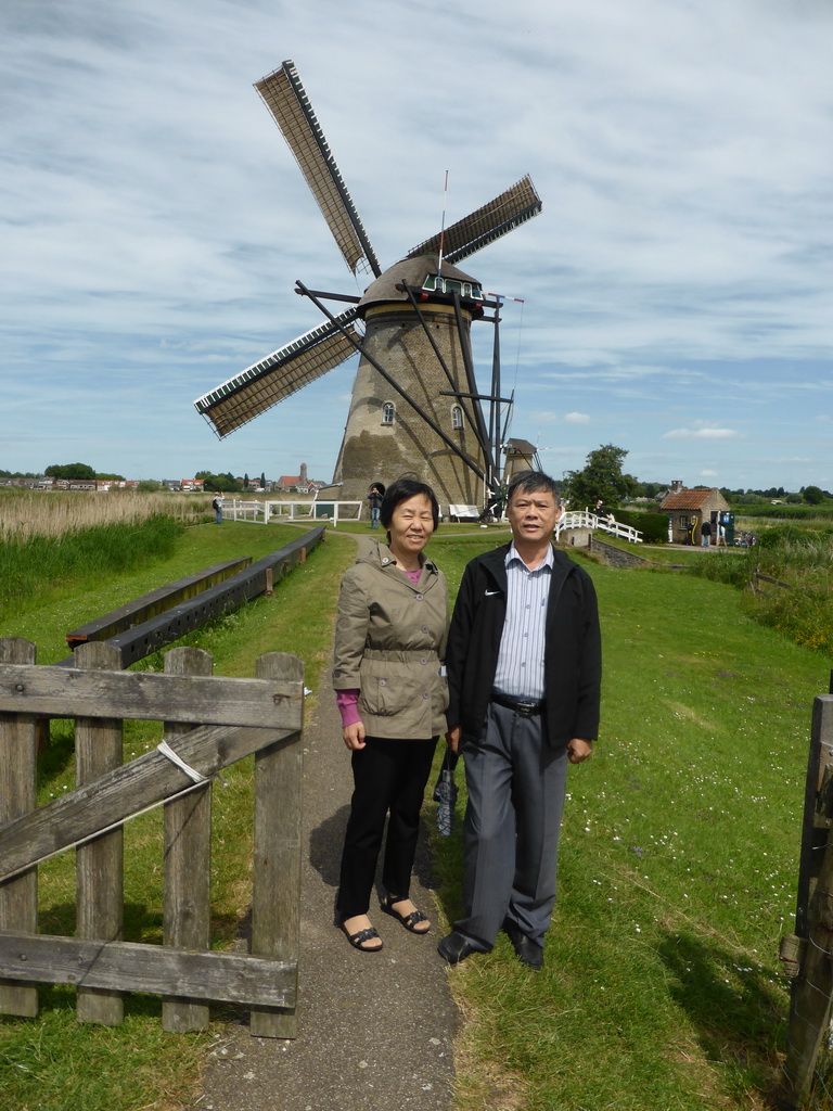 Miaomiao`s parents with the southeast side of the Museum Windmill Nederwaard