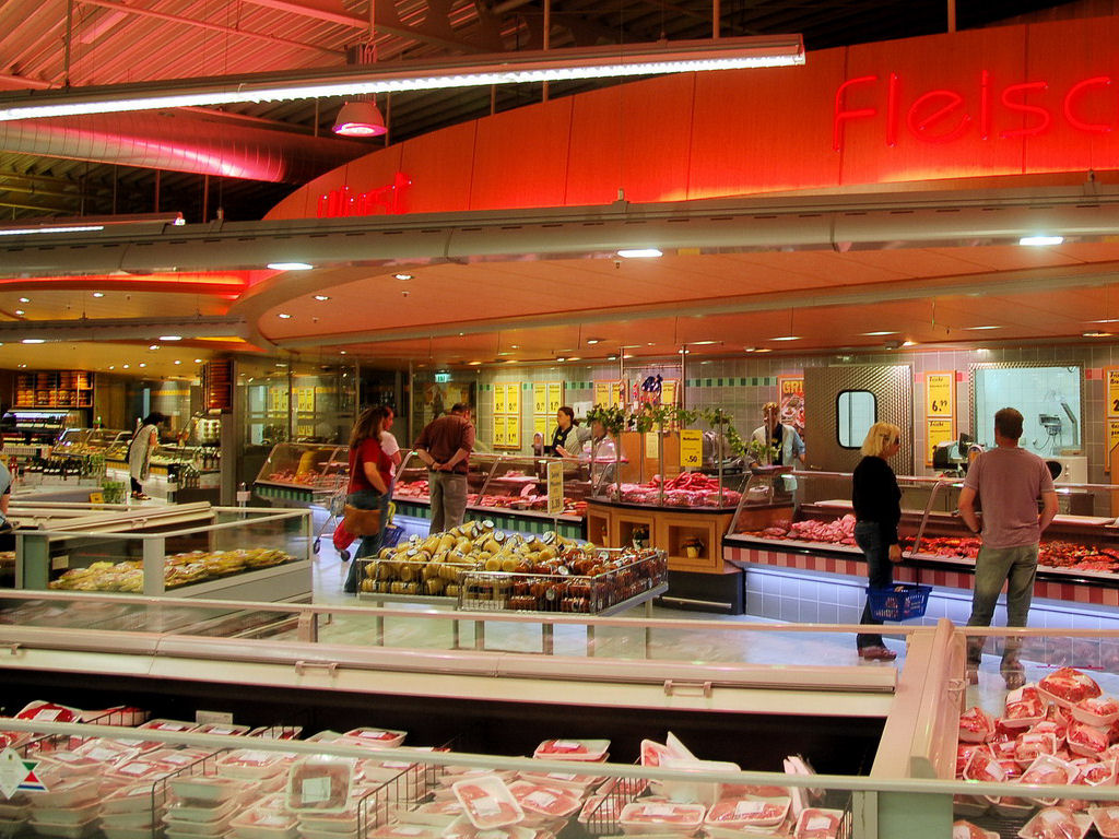 Meat department in a supermarket