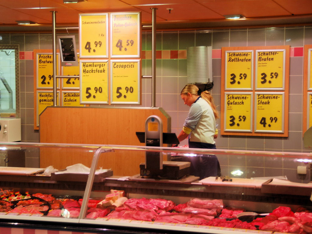Meat department in a supermarket