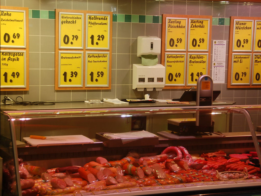 Meat department in a supermarket