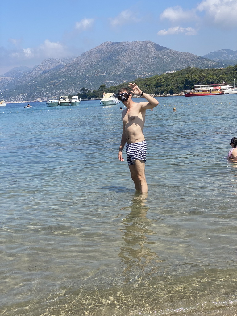 Tim with goggles at the Donje Celo Beach