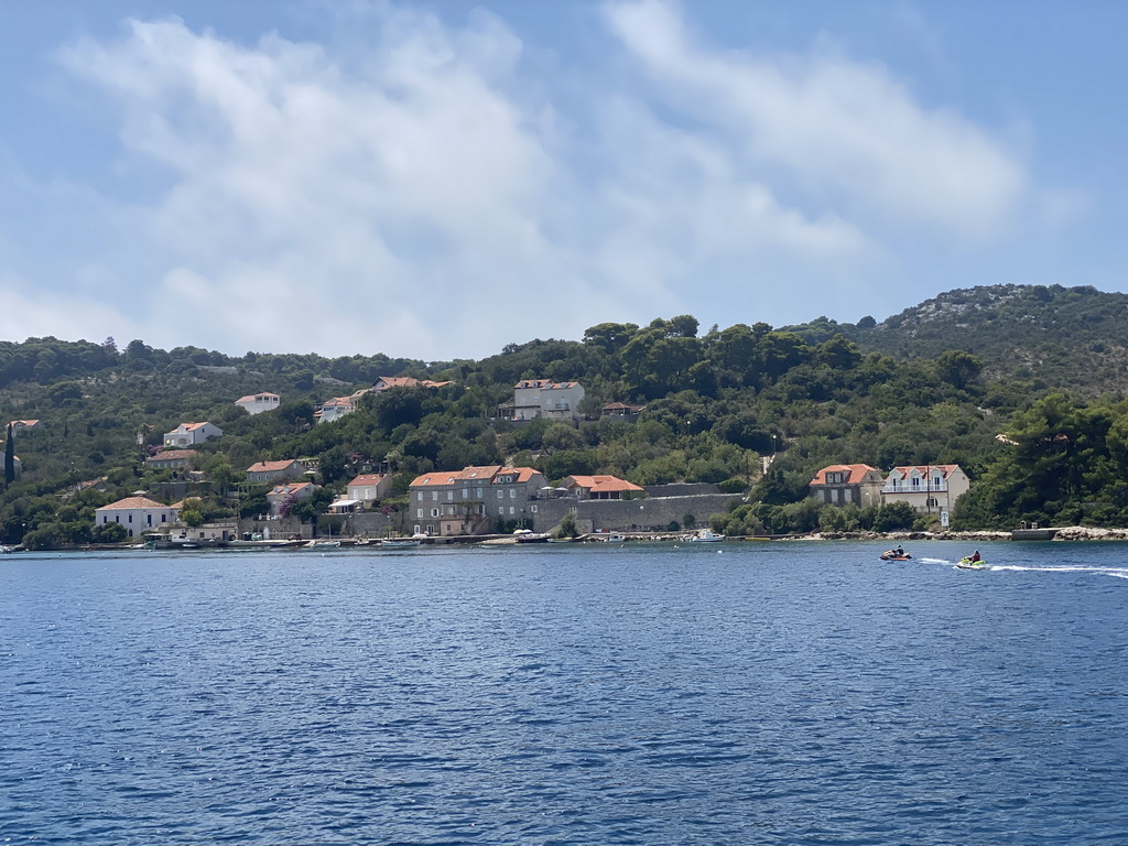 Houses at the west side of Kolocep Bay, viewed from the Elaphiti Islands tour boat