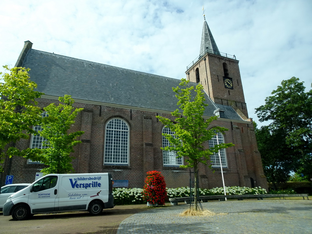 The north side of the Nicolaaskerk church at the Kaaistraat street, viewed from the car