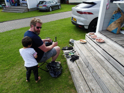 Max with our friend doing barbecue at Camping and Villa Park De Paardekreek