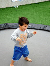 Max on the trampoline at the playground at Camping and Villa Park De Paardekreek