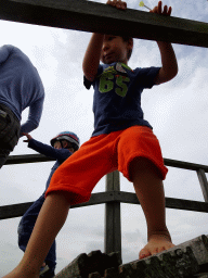 Max on a bridge at Camping and Villa Park De Paardekreek