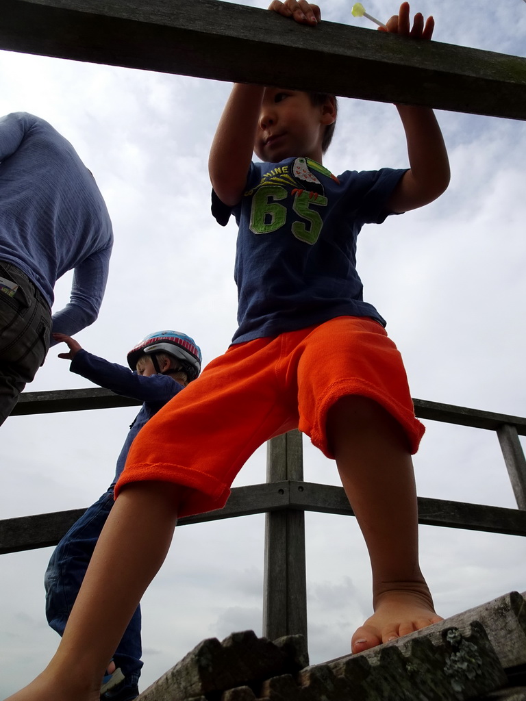 Max on a bridge at Camping and Villa Park De Paardekreek