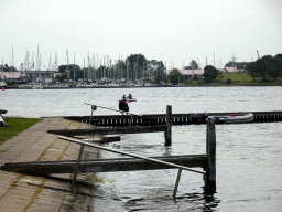 Boats at the Jachthaven Wolphaartsdijk harbour, viewed from the Camping and Villa Park De Paardekreek