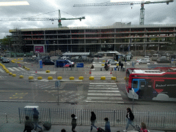 Parking garage at Eindhoven Airport, under construction, viewed from the Departure Hall