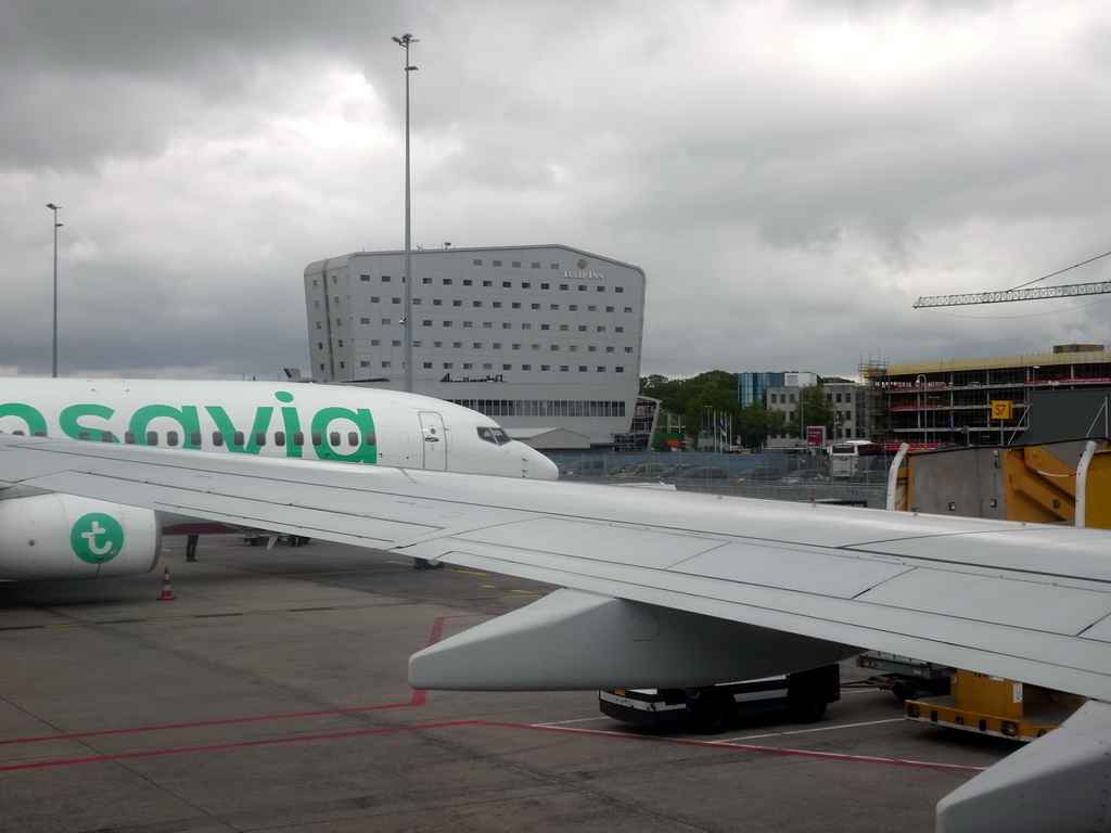 The Tulip Inn hotel at Eindhoven Airport, viewed from the staircase to our TUI airplane