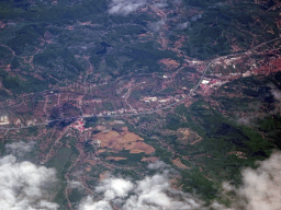 The town of Donje Motre and surroundings in Bosnia And Herzegovina, viewed from the airplane from Eindhoven