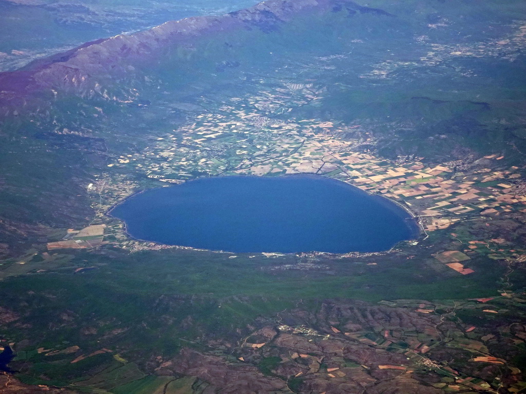 Lake Dojran, viewed from the airplane from Eindhoven