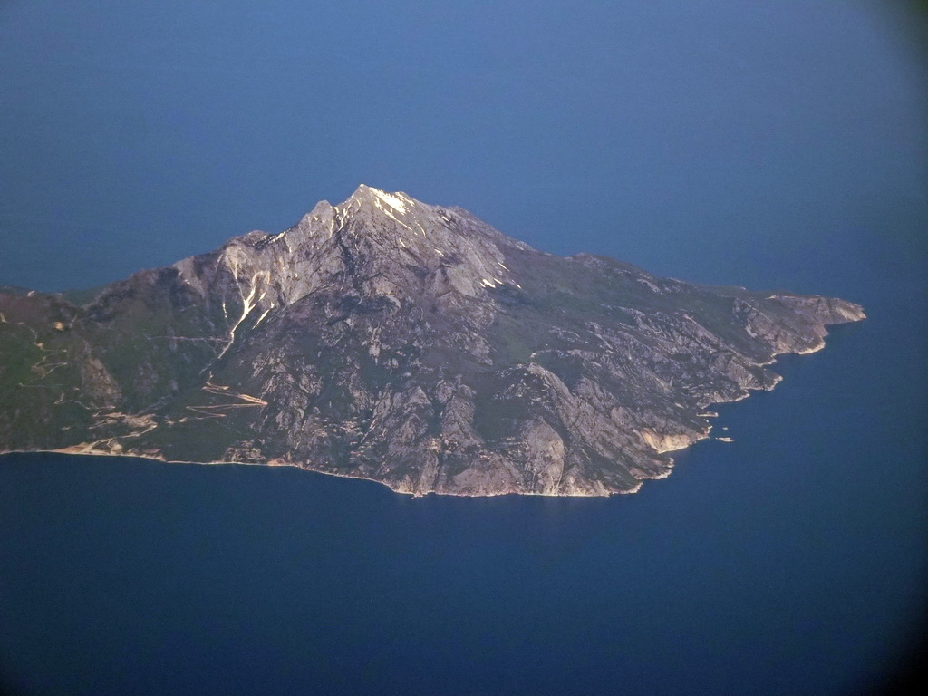 Mount Athos, viewed from the airplane from Eindhoven