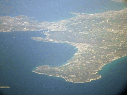 The town of Çesme in Turkey, viewed from the airplane from Eindhoven