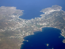 The towns of Gourna, Alinda and Agia Marina on the island of Leros, viewed from the airplane from Eindhoven
