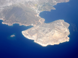 The town of Emporios on the island of Kalymnos, viewed from the airplane from Eindhoven