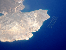Fishing nets near the town of Emporios on the island of Kalymnos, viewed from the airplane from Eindhoven