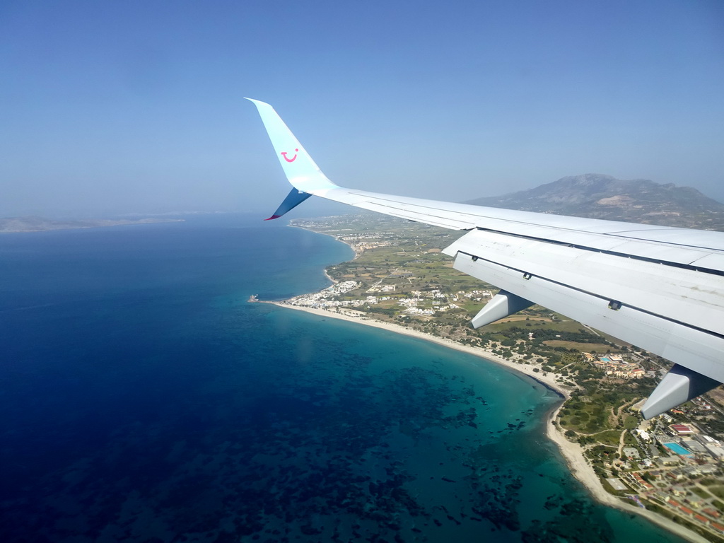 The town of Mastihari on the island of Kos, viewed from the airplane from Eindhoven