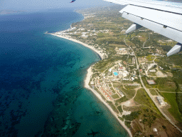 The town of Mastihari on the island of Kos, viewed from the airplane from Eindhoven
