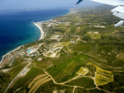 The town of Mastihari on the island of Kos, viewed from the airplane from Eindhoven