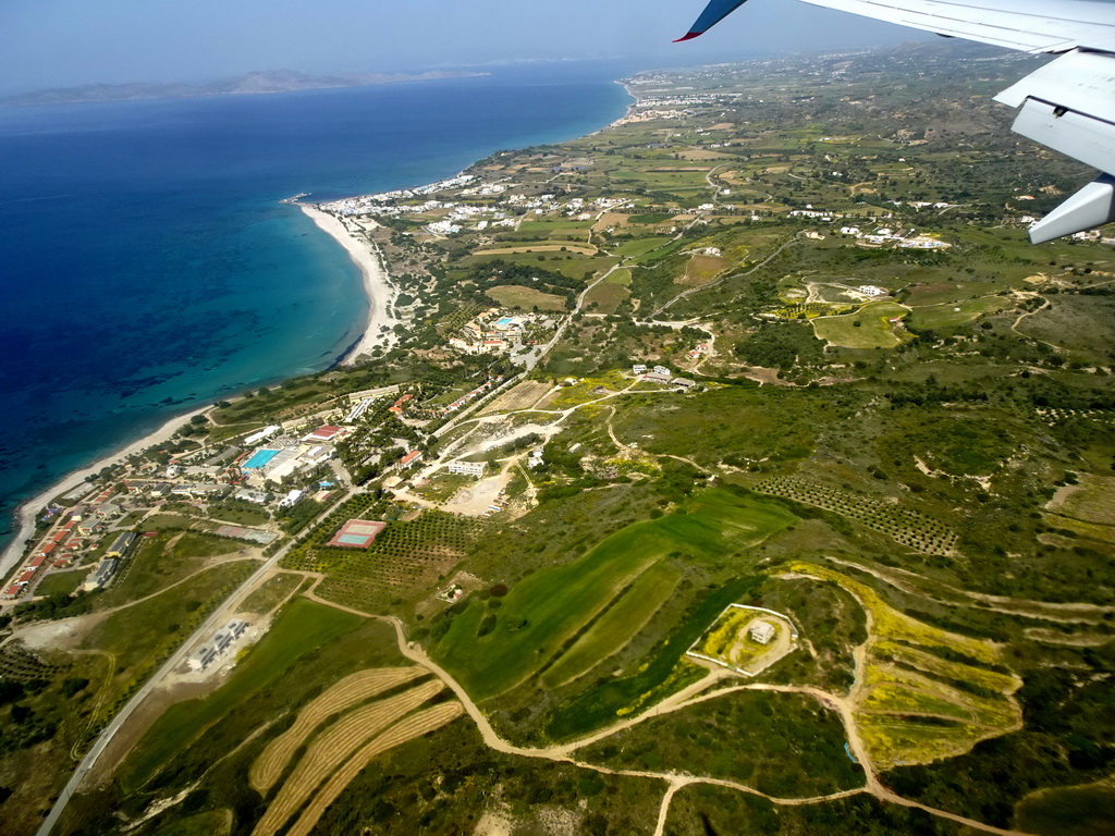 The town of Mastihari on the island of Kos, viewed from the airplane from Eindhoven