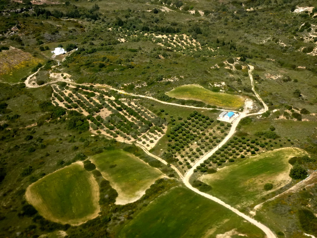 Grasslands west of the Kos International Airport Hippocrates, viewed from the airplane from Eindhoven