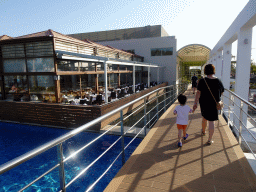 Miaomiao and Max on the walkway over the Main Pool at the Blue Lagoon Resort