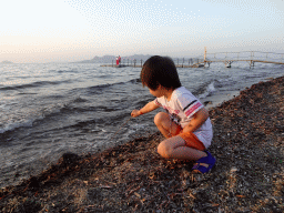 Max on the beach of the Blue Lagoon Resort, at sunset